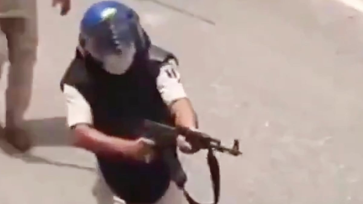 Screen grab from a video of the alleged AK-47 incident
