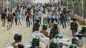 Protest during Bihar bandh over NEET paper leak in Patna on 25 July.