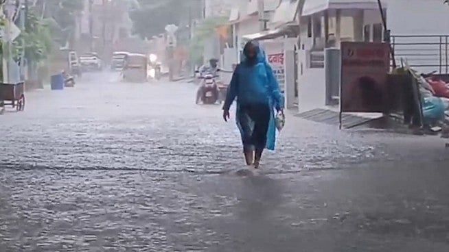 A flooded street in Uttarakhand.