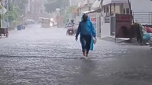 A flooded street in Uttarakhand.