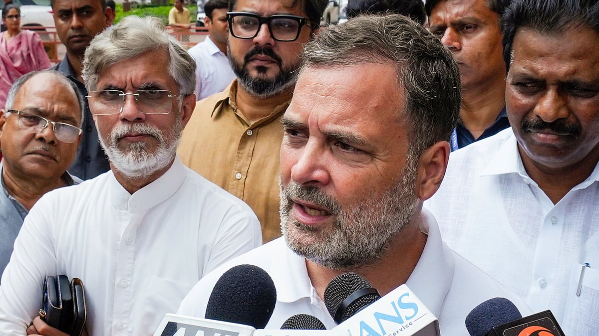 Rahul Gandhi addresses media outside Parliament, New Delhi, 29 July