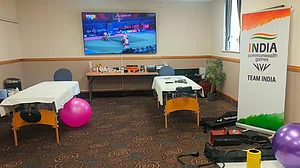A view of the no-frills medical hub for the Indian contingent in Glasgow