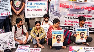 A protest against the police crackdown on students and youth, at Jantar Mantar, 29 July
