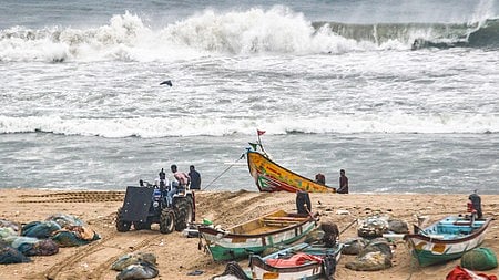 Marine fishing vessels near the Tamil Nadu coast.