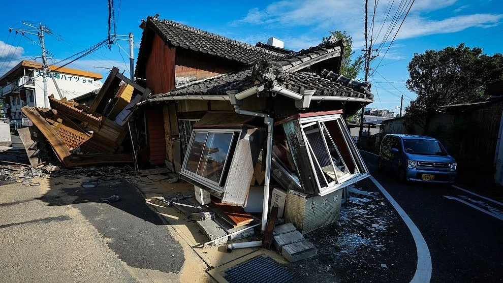 A damaged house after an earthquake in Kumamoto Prefecture, Japan.