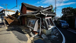 A damaged house after an earthquake in Kumamoto Prefecture, Japan.