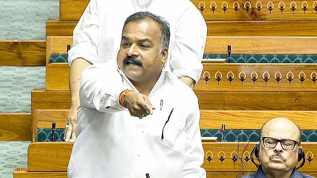 Congress MP Manickam Tagore speaks in the Lok Sabha.