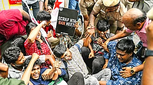 Police detain students protesting the NEET paper leak in Chennai