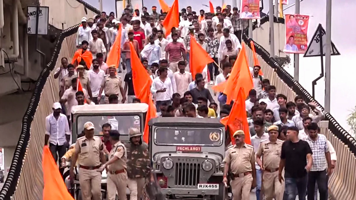Rashtriya Rajput Karni Sena supporters during rally.