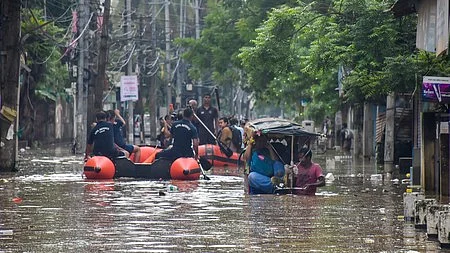 A flooded street in Assam