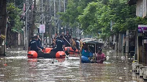A flooded street in Assam