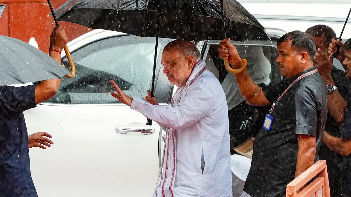 Amit Shah arrives in Parliament, but not in the Lok Sabha, 6 August