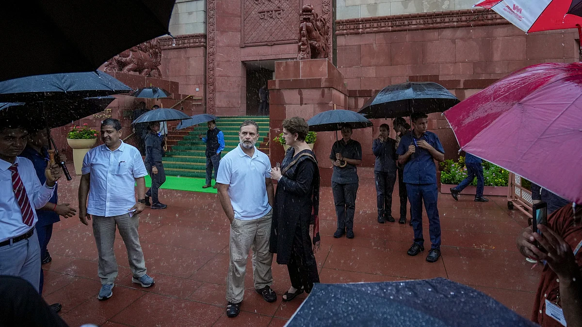 Rahul Gandhi with Congress MP Priyanka Gandhi Vadra during the Monsoon session of Parliament.