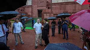 Rahul Gandhi with Congress MP Priyanka Gandhi Vadra during the Monsoon session of Parliament.