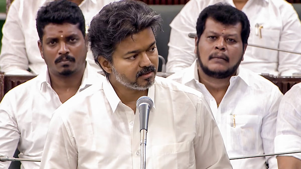 C. Joseph Vijay speaks during the state Legislative Assembly session in Chennai.
