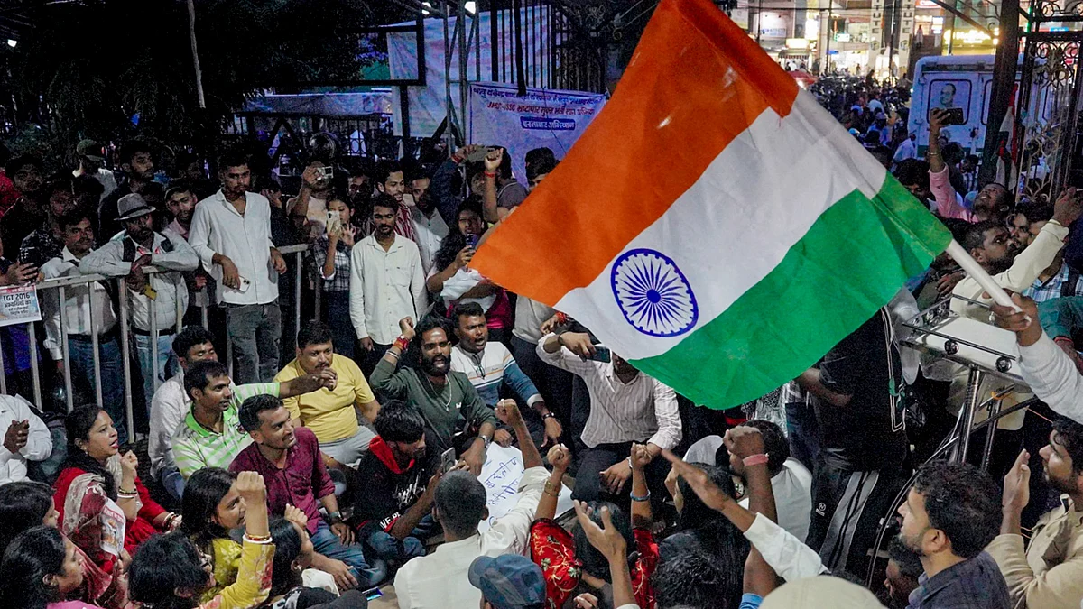 Students and aspirants stage a protest against Jharkhand government in Ranchi.