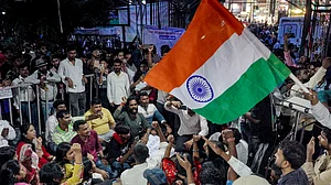 Students and aspirants stage a protest against Jharkhand government in Ranchi.