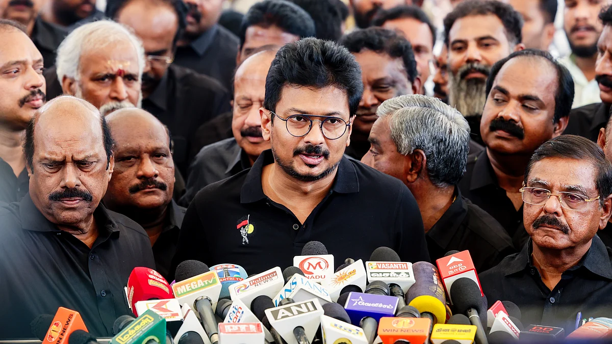 Udhayanidhi Stalin during a press conference at Fort St. George, Chennai, 6 August