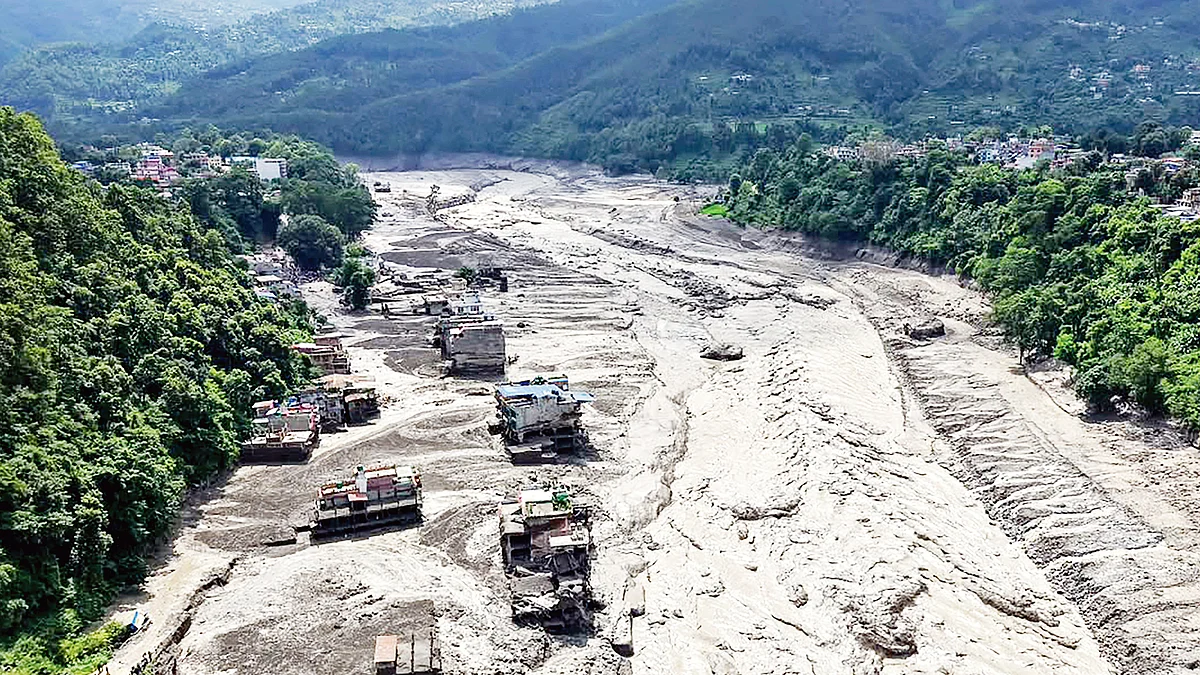 The devastation caused by the flash floods at Trishuli Bazar in Nepal’s Nuwakot district