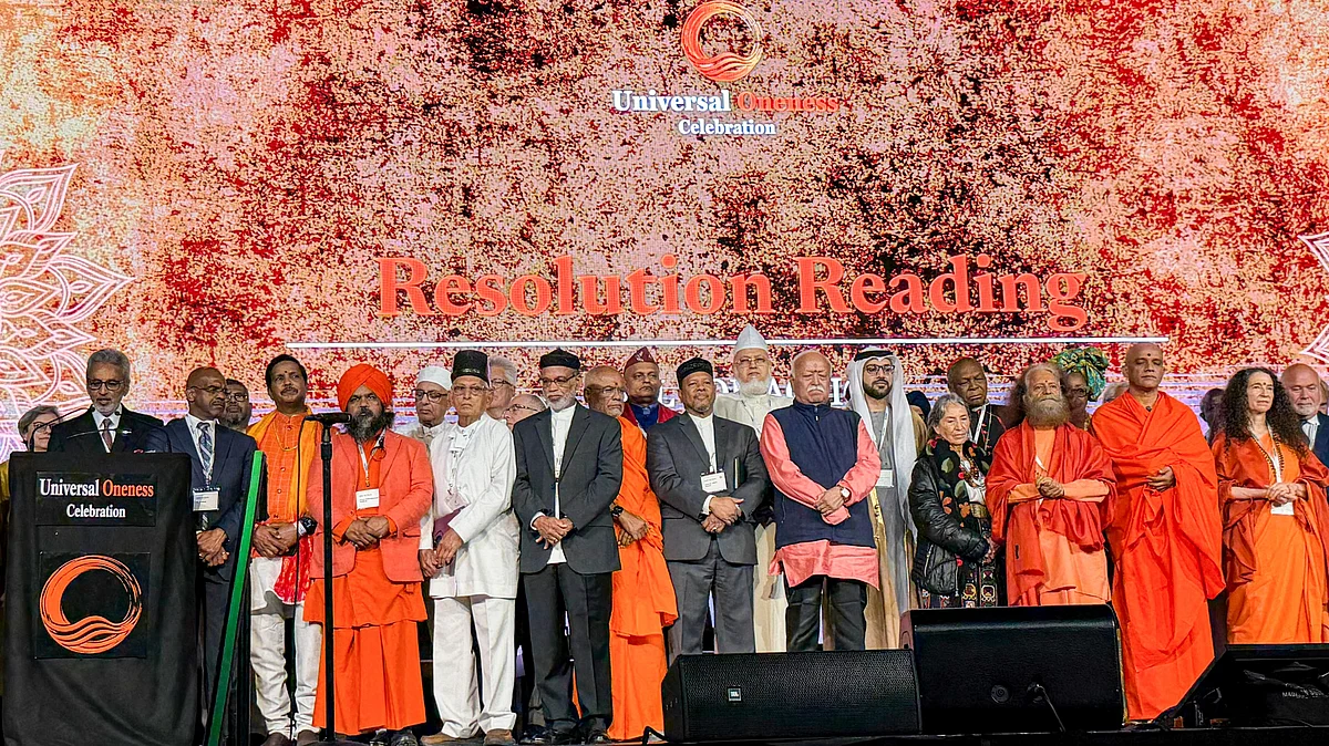 Mohan Bhagwat at the 'Universal Oneness Celebration' event in New York