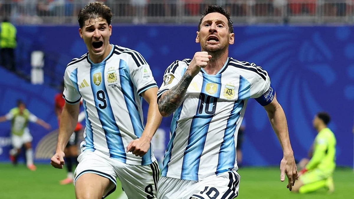 Leo Messi (R) during this year's FIFA World Cup