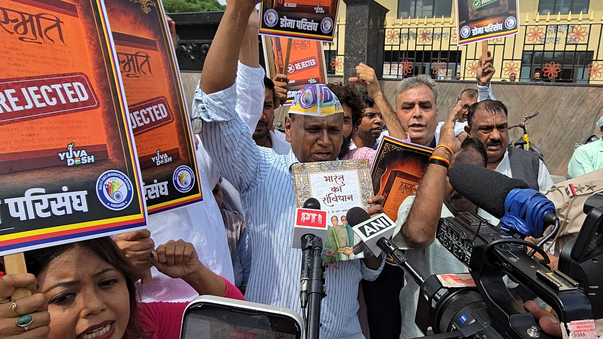 Congress leader Udit Raj at the Delhi protest