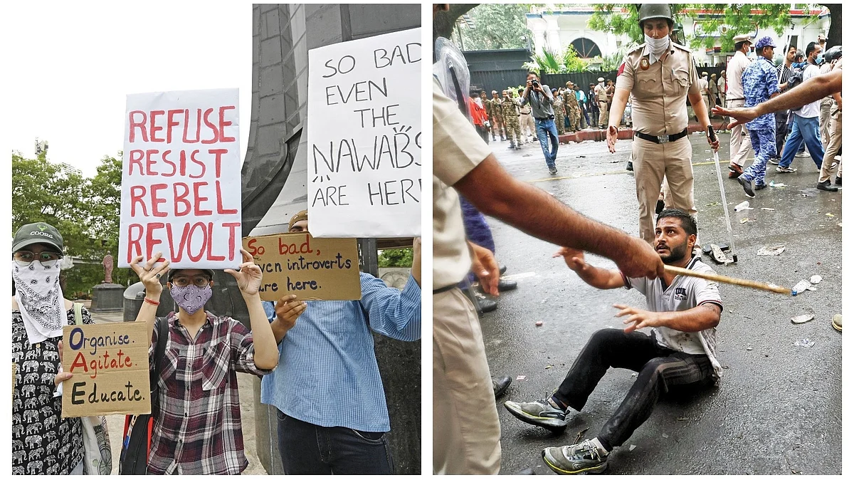Police in action during the Jantar Mantar protests.