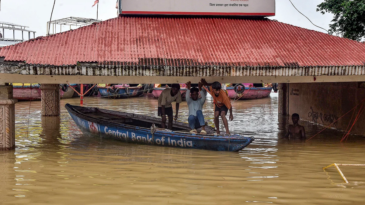 In Varanasi, rising waters of the Ganga flooded several lanes.