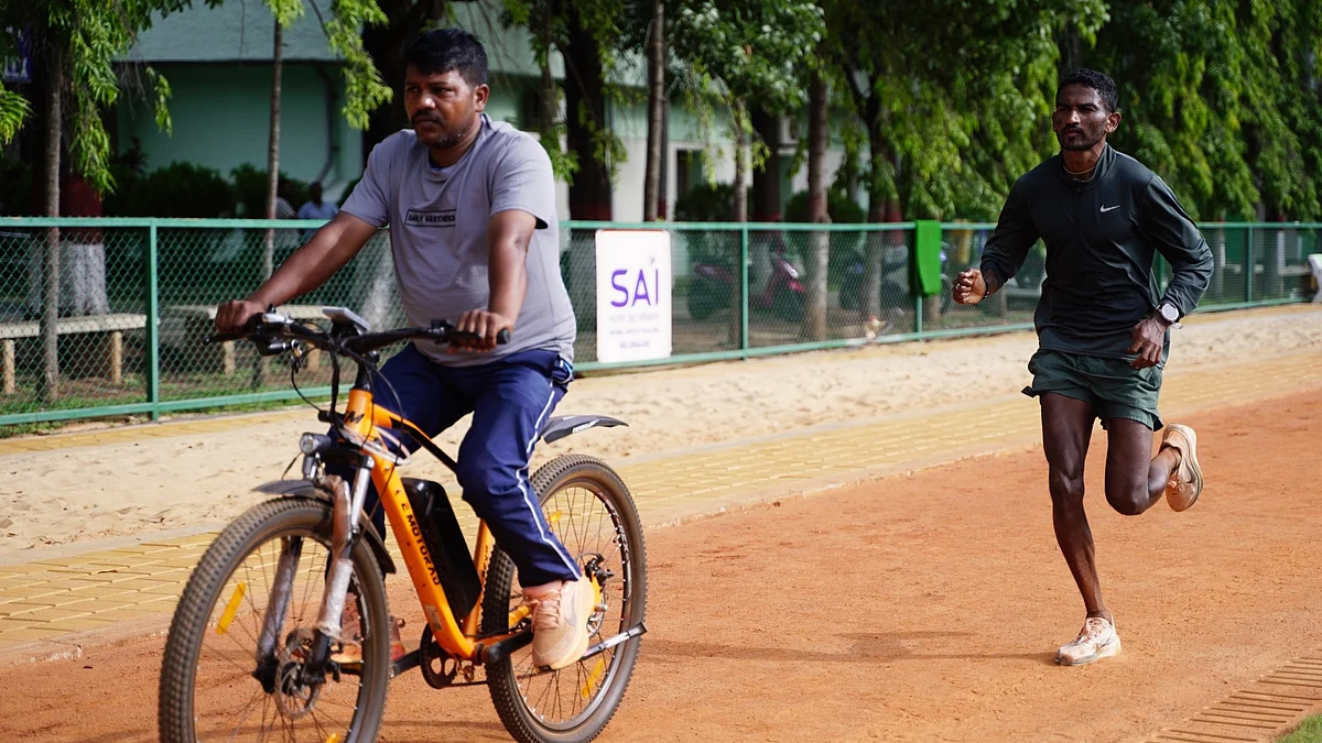 A steeplechaser's life: Sable (R) in training at the SAI