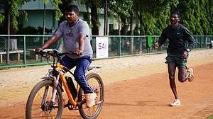 A steeplechaser's life: Sable (R) in training at the SAI