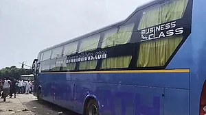 The bus in which the alleged gang-rape took place.