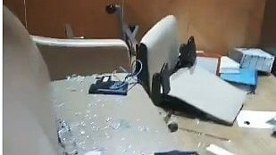 Damage seen inside TMC office on Camac Street in Kolkata.