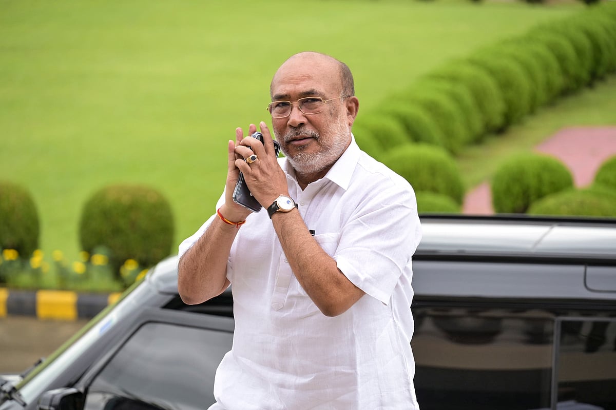 Former Manipur CM N. Biren Singh arrives at the Manipur Assembly, 2 Sep