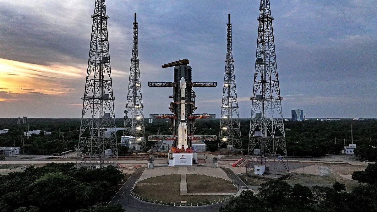 GSLV-F17 stands tall at Sriharikota ahead of its launch carrying EOS-05.