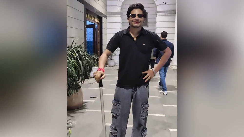 An image posted by Bhardwaj showing him carrying a police standard-issue lathi