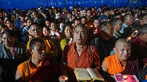 A candlelight service for the departed in Nepal