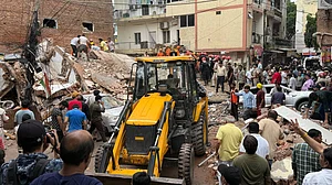 Building collapses in southwest Delhi’s Satya Niketan.