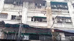 The hotel on Mirza Ghalib Street in central Kolkata which caught fire