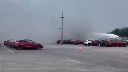 Footage from the scene showed thick smoke rising from the aircraft.