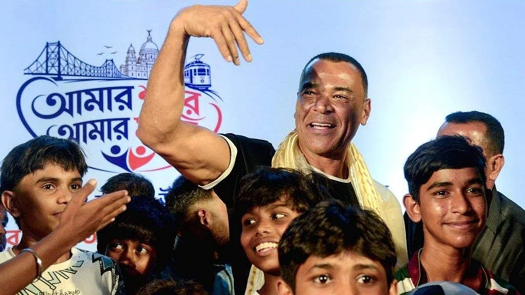 Cafu during a grassroots development football event in Kolkata