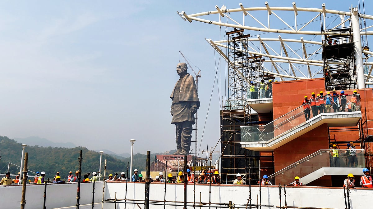 File photo of the Statue of Unity in its final stage in Kevadia
