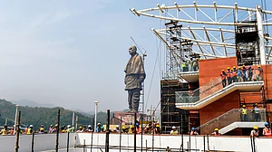 File photo of the Statue of Unity in its final stage in Kevadia