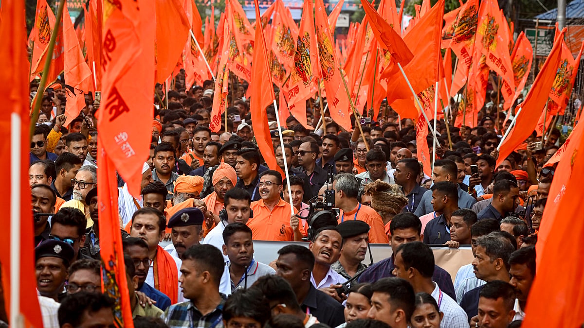 Suvendu Adhikari in the 'Gerua Samman Yatra' in Kolkata, 9 Sep