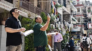 MCD officials inspect PG accommodations in the Satya Niketan area in New Delhi, 9 Sep