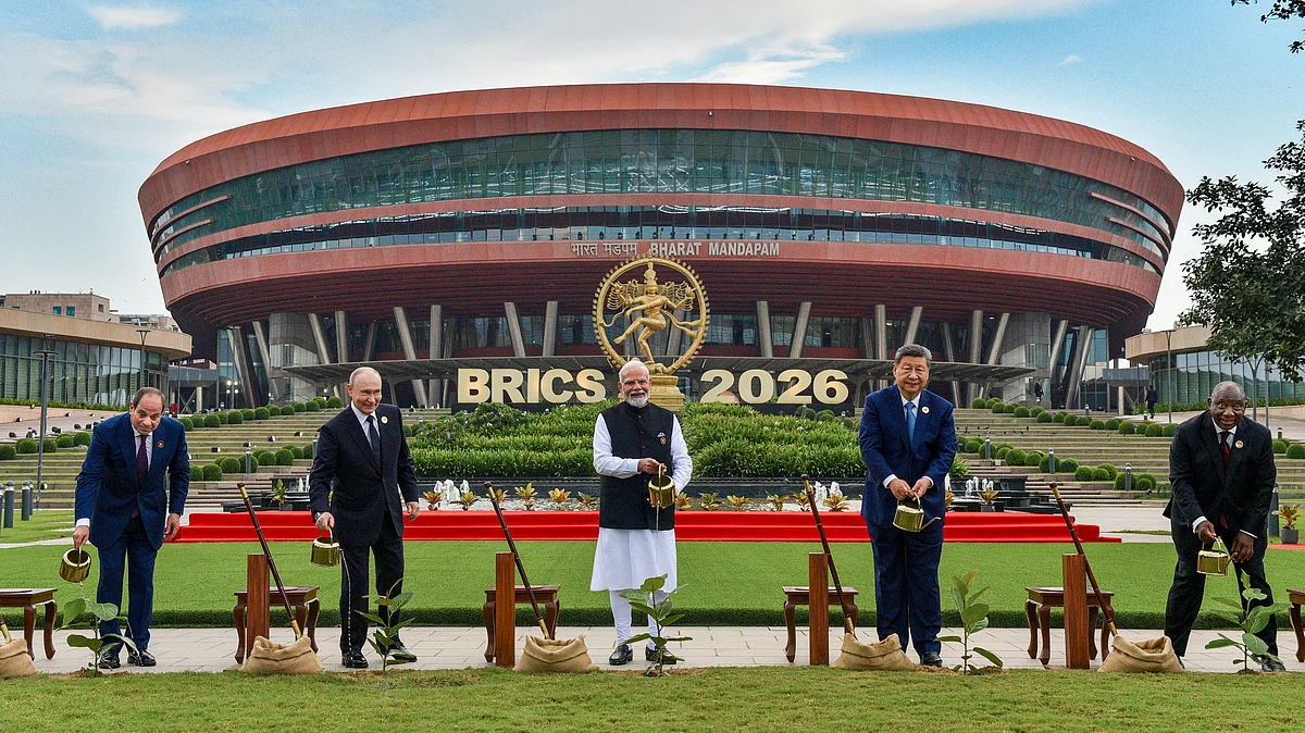 BRICS leaders plant great banyan tree saplings on day 1 of summit.