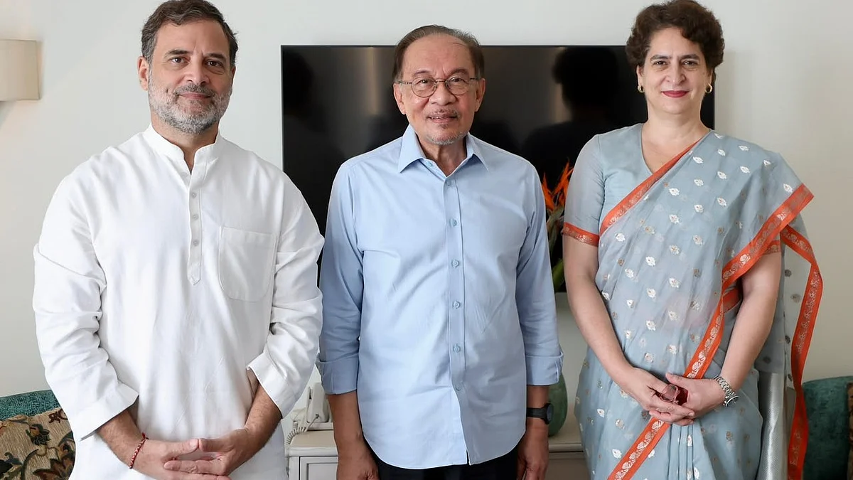 Rahul Gandhi, Congress MP Priyanka Gandhi and Malaysian PM Anwar Ibrahim.