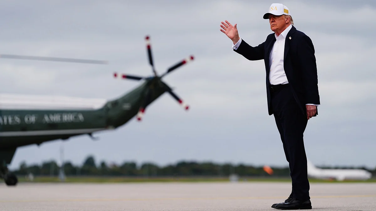 Donald Trump after disembarking Air Force One at Shannon Airport in Ireland, 12 Sep
