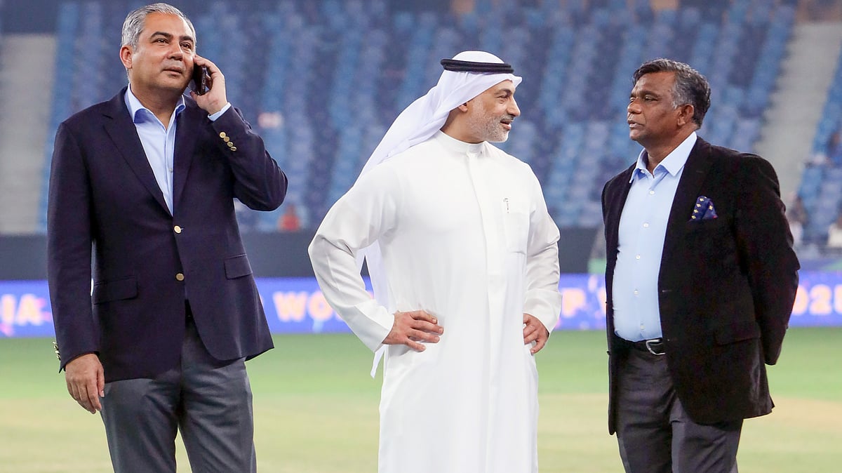 Mohsin Naqvi, along with other dignitaries in Dubai.