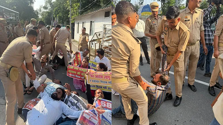 Police removed the protesters from outside the Deputy Chief Minister’s residence.