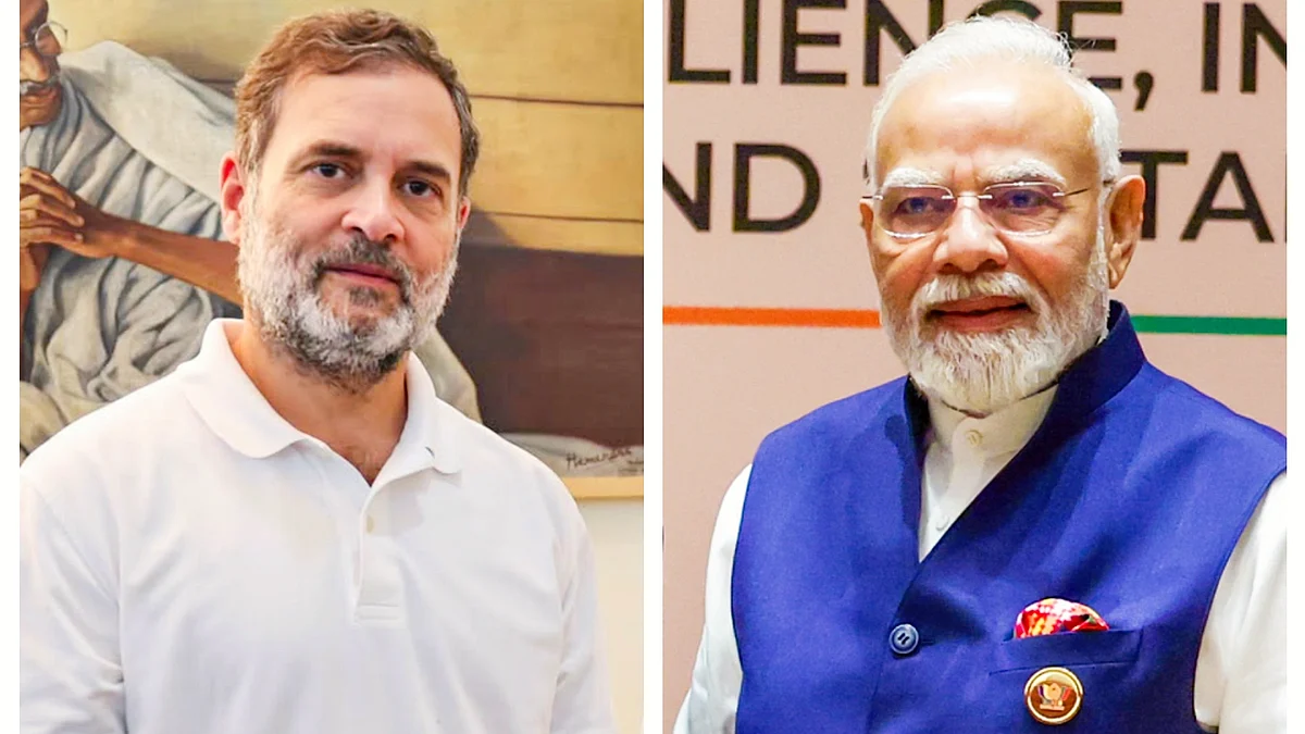 Rahul Gandhi (L) and Narendra Modi